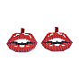 Handmade Seed Beads Pendants, with Elastic Thread, Loom Pattern, Lip