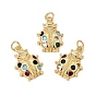 Brass Micro Pave Cubic Zirconia Pendants, Ladybug Charms, Rack Plating, Long-Lasting Plated, Cadmium Free & Lead Free, Real 18K Gold Plated