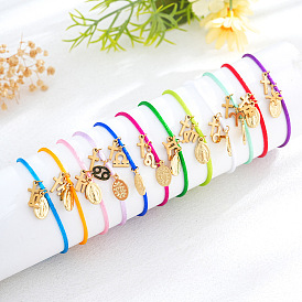 Браслеты с подвесками в виде креста и созвездия из латуни, регулируемые браслеты шнур