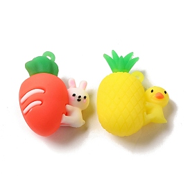 3d pendentifs en plastique, pour les ornements suspendus de sac de porte-clés, carotte au lapin/ananas au canard