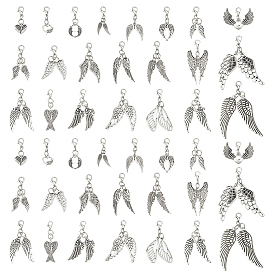 60 шт. подвесные украшения из сплава крыльев, Сплав с застежками когтя омара