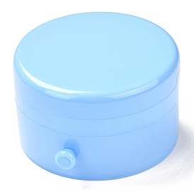 Round Plastic Jewelry Boxes, Double Layer with Cover and Mirror