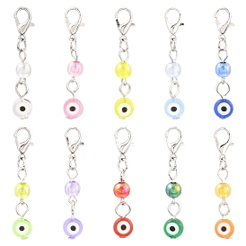 20piezas 10colores acrílico mal de ojo colgante decoraciones, con broches de langosta de la aleación de la garra