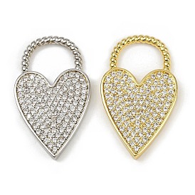 Латунные микро проложить кубического циркония подвески, сердце, долговечный, без кадмия и без свинца, стойки покрытие