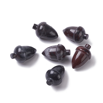 Natural Bloodstone Beads, No Hole/Undrilled, for Wire Wrapped Pendant Making, Filbert