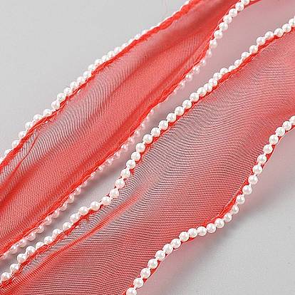 5 ярдов шифоновой жатой ленты, кружевной отделкой, со смолевыми бусинами, аксессуары для одежды