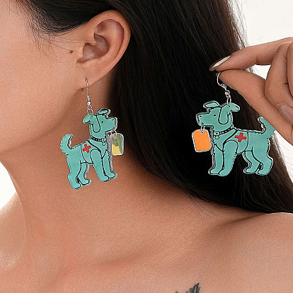 Серьги-подвески из акрила и сплава, платина