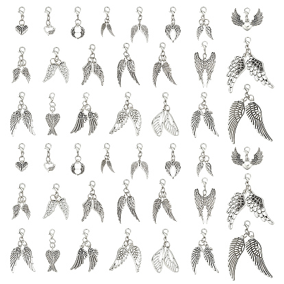 60 шт. подвесные украшения из сплава крыльев, Сплав с застежками когтя омара