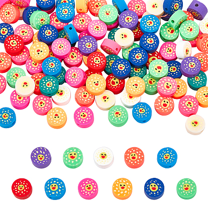 5 Strands Handmade Polymer Clay Beads Strands, for DIY Jewelry Crafts Supplies, Flat Round with Duck