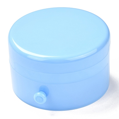 Round Plastic Jewelry Boxes, Double Layer with Cover and Mirror