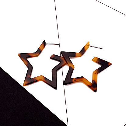 Multicolor Hollow Five-Pointed Star Earrings with Personality and Creativity
