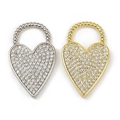 Латунные микро проложить кубического циркония подвески, сердце, долговечный, без кадмия и без свинца, стойки покрытие