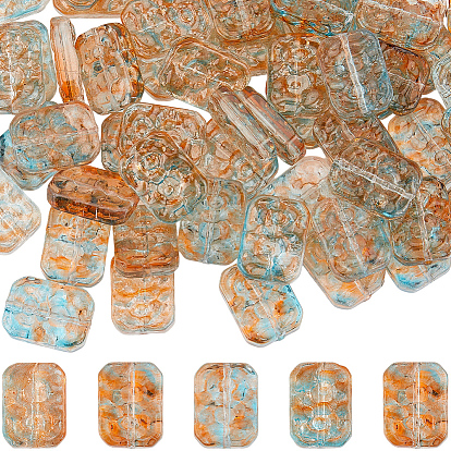 70 шт. Прозрачные стеклянные бусины, окрашенные распылением., прямоугольные