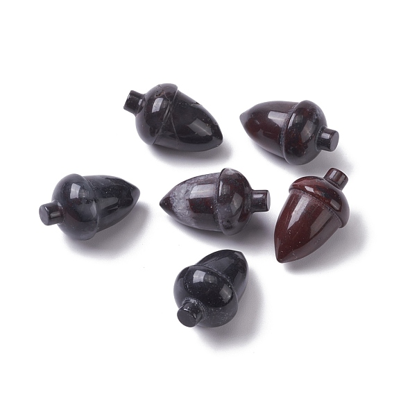 Natural Bloodstone Beads, No Hole/Undrilled, for Wire Wrapped Pendant Making, Filbert
