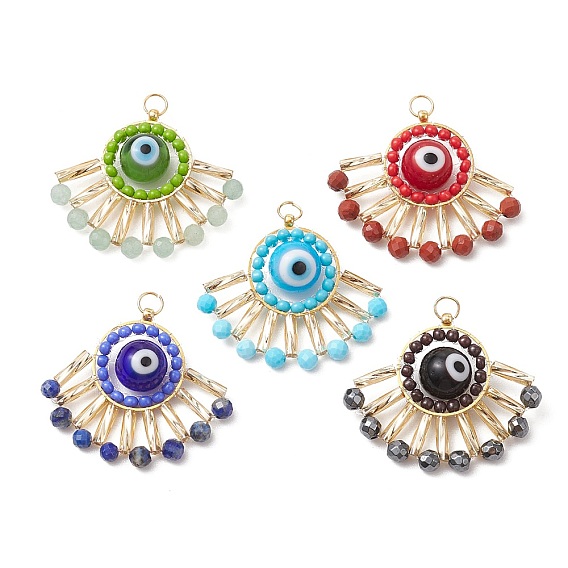 Подвески из ограненных натуральных драгоценных камней и бусин ручной работы в технике лэмпворк, талисманы от сглаза с кольцами для прыжков, золотые