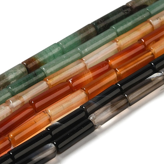 Природный агат бисер нитей, колонка, окрашенная и подогревом