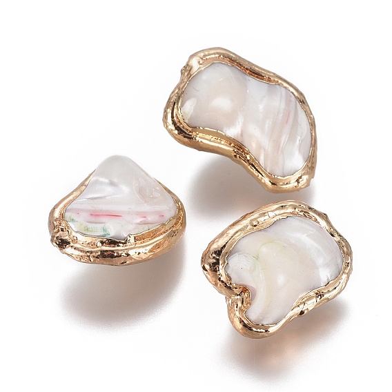 Стеклянные бусы, край позолоченный, самородки