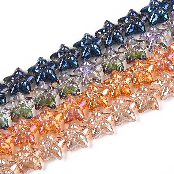 Стеклянные бусины с гальваническим покрытием , звезда и бантом