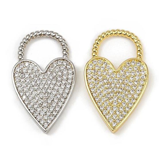 Латунные микро проложить кубического циркония подвески, сердце, долговечный, без кадмия и без свинца, стойки покрытие