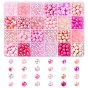Наборы для изготовления ожерелий и браслетов из розовой серии своими руками, Включите 600 шт. непрозрачные и прозрачные круглые бусины из акрила и смолы в полоску цвета ab