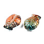 Transparent Spray Painted Glass Beads, Two Tone, Fish