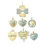 Pendentifs en laiton micro pavé de zircons cubiques bleu ciel, charmes de coeur, crémaillère plaquage, plaqué longue durée, sans cadmium et sans plomb