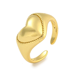 Heart Rack Plating Brass Finger Rings, Open Cuff Rings for Women, Long-Lasting Plated, Cadmium Free & Lead Free