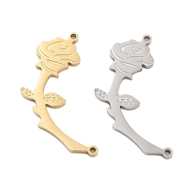 Ion Plating(IP) 304 Stainless Steel Connector Charms, Rose Flower Links