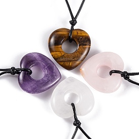 Natural Gemstone Pendant Necklaces, Heart