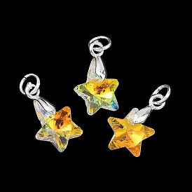Цвет AB покрытием стеклянные подвески, звезды прелести, с серебряным 304 соединительным кольцом из нержавеющей стали, граненые