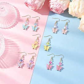 5 пары 304 серьги-подвески в виде бабочек из нержавеющей стали, с акрилом сплава, золотые