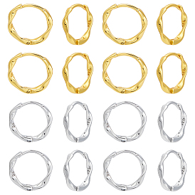 8 Pairs 2 Colors Brass Hoop Earrings, Ring
