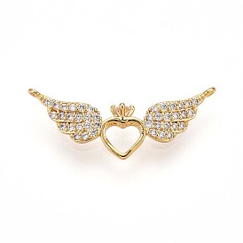 Латунные микро проложить кубического циркония подвески, сердце с крыльями