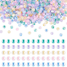 405шт. электролитически покрытых прозрачных стеклянных бусин, двухконусные, с покрытием цвета радуги, граненые