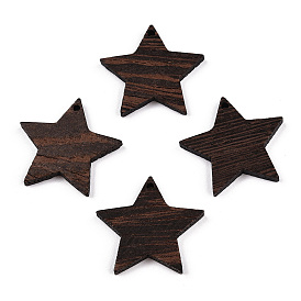 Natural Wenge Wood Pendants, Undyed, Star Charms