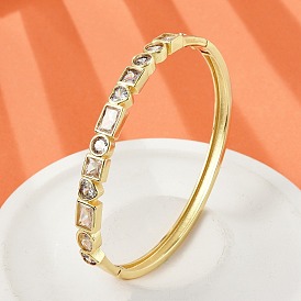 Женские браслеты на шарнирах из латуни с микропаве и прозрачным фианитом, без кадмия и без свинца, стойки покрытие, долговечный