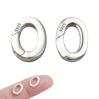 2 Stück 2 Stile 925 Federtorringe aus Sterlingsilber, ellipsenförmige