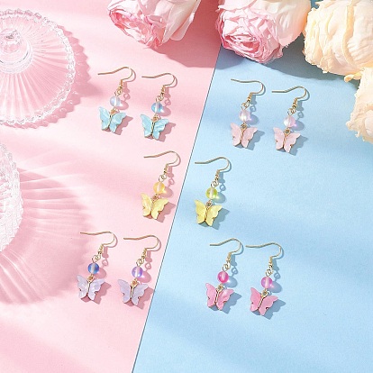 5 пары 304 серьги-подвески в виде бабочек из нержавеющей стали, с акрилом сплава, золотые