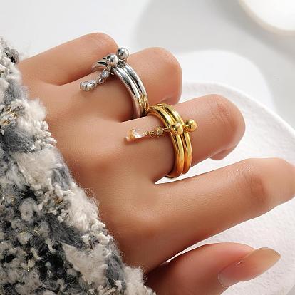 Двухслойные 304 кольца из нержавеющей стали и кубического циркония, слеза