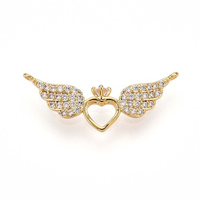 Латунные микро проложить кубического циркония подвески, сердце с крыльями