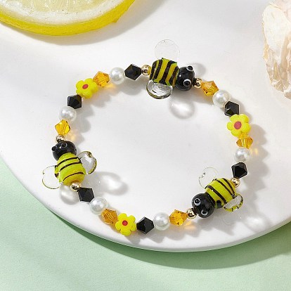 Женские браслеты из австрийского хрусталя, стеклянного жемчуга и бусин миллефиори ручной работы, бисер и цветок