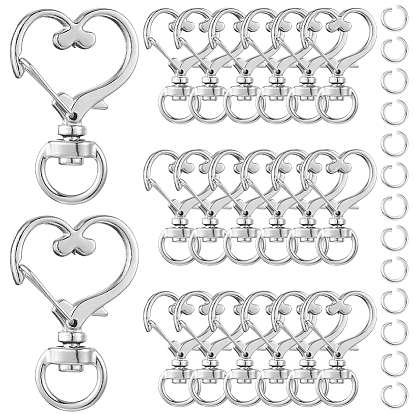 40 шт. застежки-карабины из цинкового сплава в форме сердца, поворотный карабин-лобстер