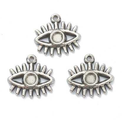 304 Stainless Steel Pendants Cabochon Settings, Eye