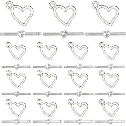 100 наборы застежек-тоглов из сплава в тибетском стиле, сердце