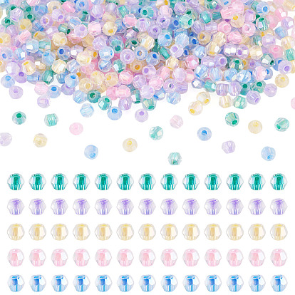 405шт. электролитически покрытых прозрачных стеклянных бусин, двухконусные, с покрытием цвета радуги, граненые