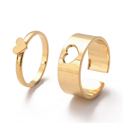 Fábrica de China 304 juegos de anillos de acero inoxidable, anillos de banda ancha y anillos para los dedos, anillos de pareja para el día de valentín, corazón de EE.