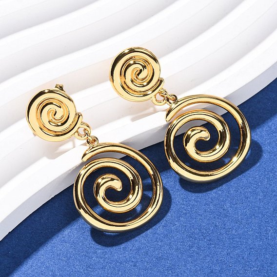 304 Серьги-гвоздики в форме спирали из нержавеющей стали, ионное покрытие (ip)