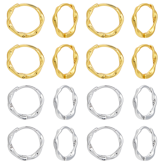 8 Paare 2 Farben Creolen aus Messing, Ring