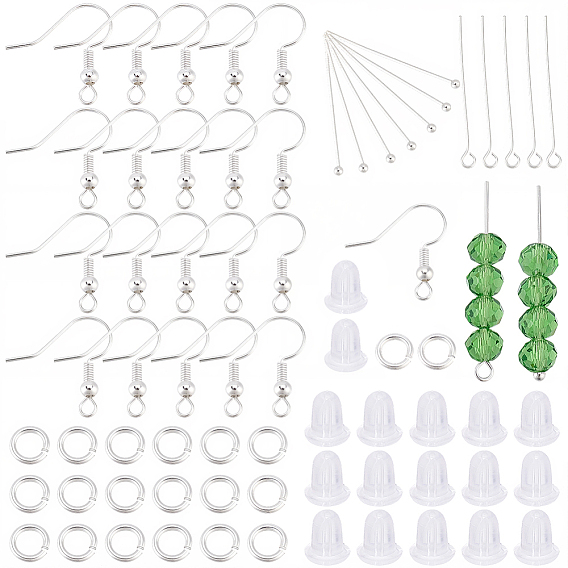 Наборы для изготовления фурнитуры для сережек своими руками, в том числе пластиковые ушные гайки, латунные крючки и штифты для сережек, а также открытые соединительные кольца