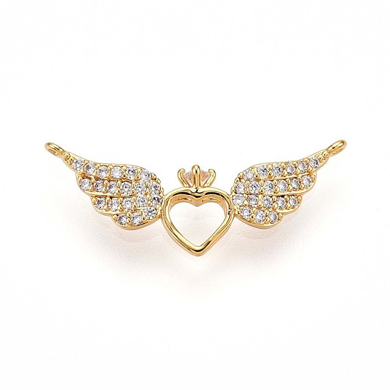 Латунные микро проложить кубического циркония подвески, сердце с крыльями